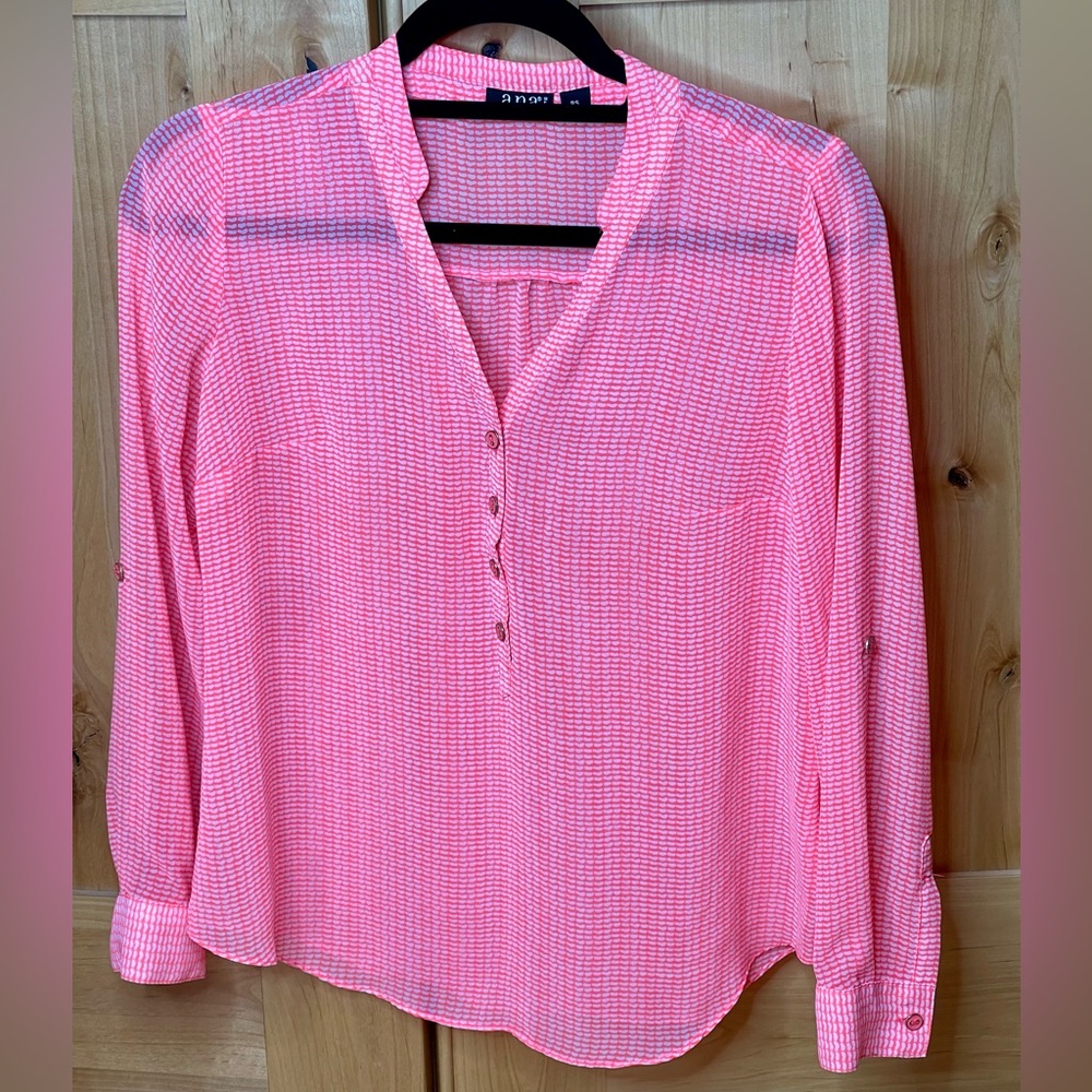 a.n.a. Sheer hot pink blouse
